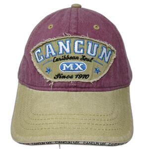 Banana Bay Baseball Cap Purple Beige Cancun Mexico OS Slideback Hat Adjustable
